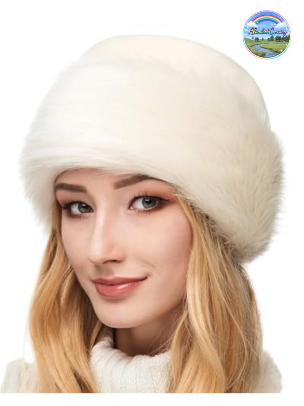 Faux Fur Trim Fleece Trapper Hat for Women Winter